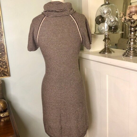 BCBGMaxAzria Cashmere Wool Striped Cowl Neck Sweater Dress Brown XS - Picture 7 of 9